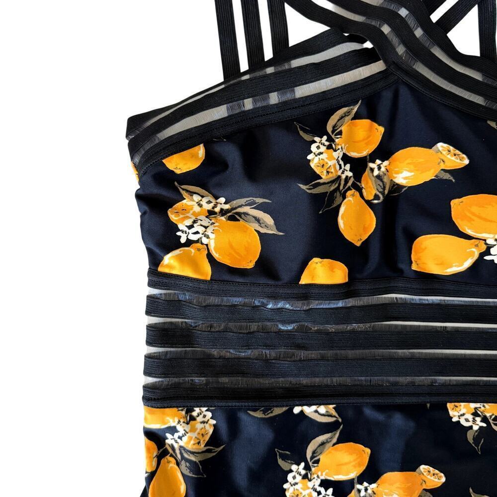 Black and Orange Tangerine One-Piece Bathing Suit Swim Women Size Medium 8-10 - Picture 3 of 4